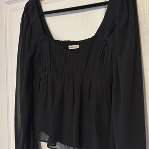 Abercrombie Black Long Sleeve Sheer Puff Sleeve Top